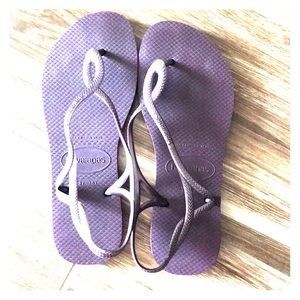 Havaianas purple flip flops
